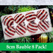 Red & White 8cm Stripe Baubles Candy Cane (8 Pack) - Christmas Decorations