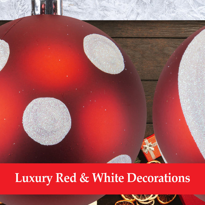 Red & White Baubles Candy Cane (4 Pack) - Christmas Tree Decorations