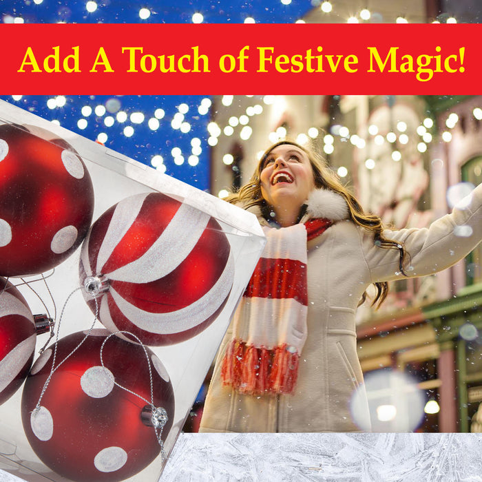 Red & White Baubles Candy Cane (4 Pack) - Christmas Tree Decorations