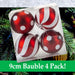 Red & White 9cm Baubles Candy Cane (4 Pack) - Christmas Tree Decorations