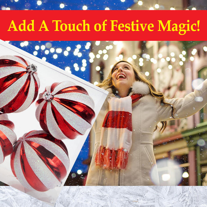 Red & White Baubles Stripe Candy Cane (6 Pack) - Christmas Decorations