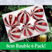Red & White 8cm Baubles Stripe Candy Cane (6 Pack) - Christmas Decorations