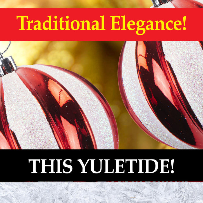 Red & White 8cm Baubles Stripe Candy Cane (6 Pack) - Christmas Decorations