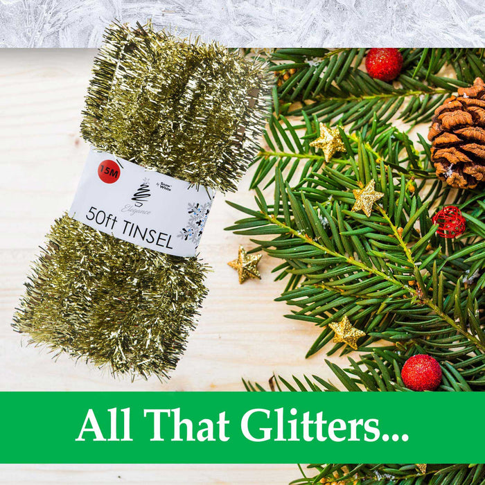 Christmas Tinsel Decorations for Christmas Tree (Gold)