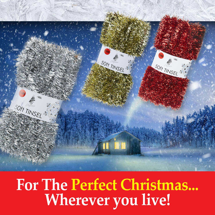 Christmas Tinsel Decorations for Christmas Tree (Gold)