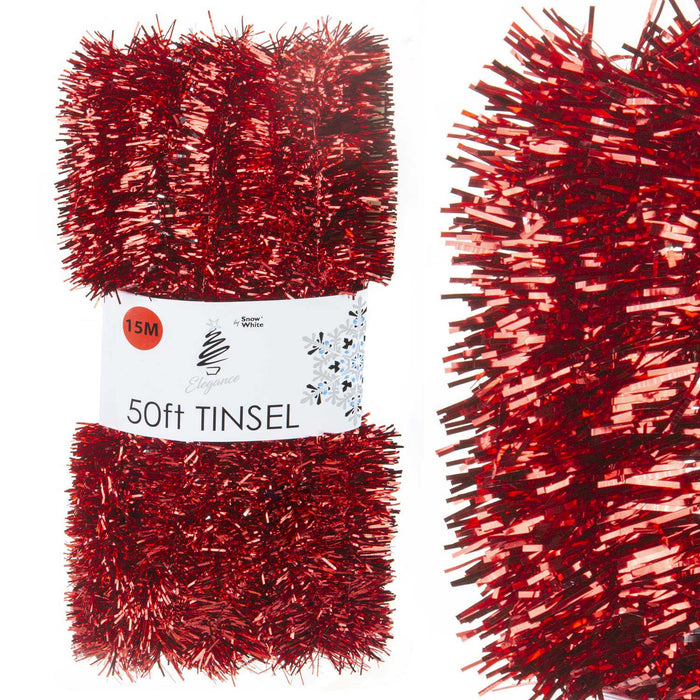 Christmas Tinsel Decorations for Christmas Tree (Red)