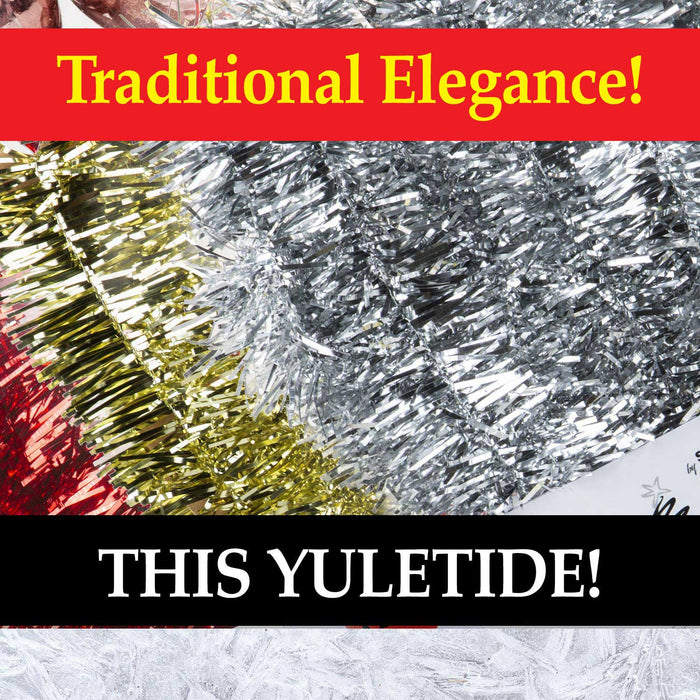 Christmas Tinsel Decorations for Christmas Tree (Red)