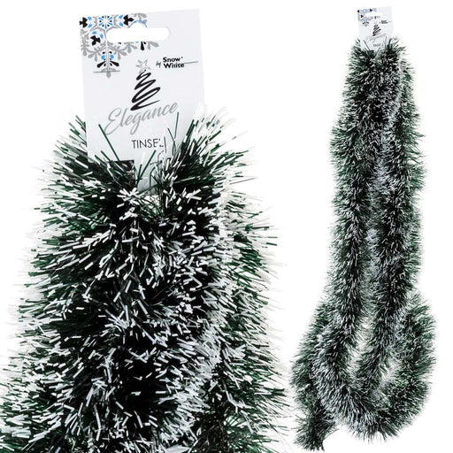 Black Snow Tipped Tinsel Christmas Trees Decoration (3m x 10 cm)