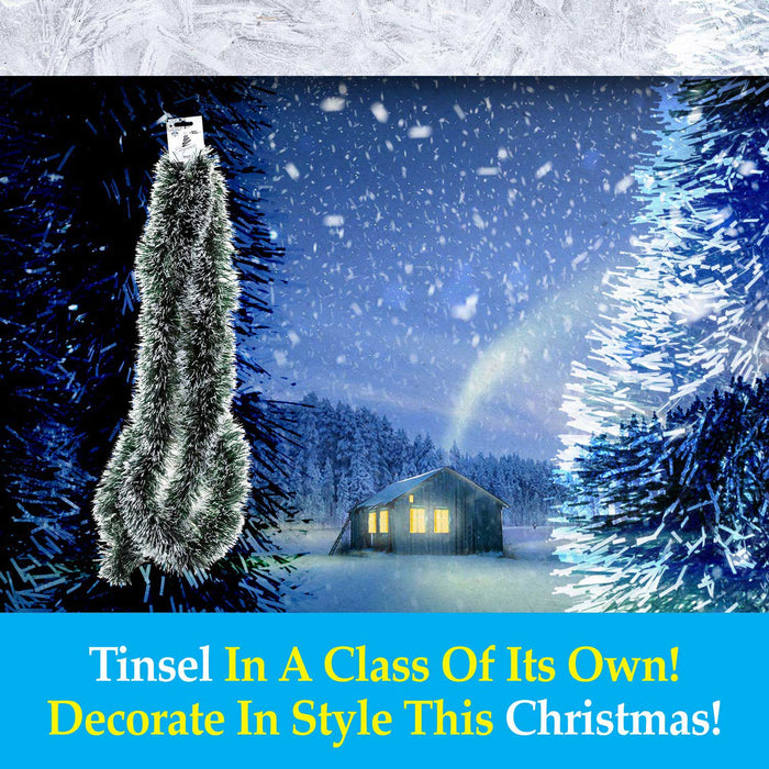 Black Snow Tipped Tinsel Christmas Trees Decoration (3m x 10 cm)