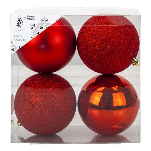 Christmas Baubles - Pack Of 4- 10Cm