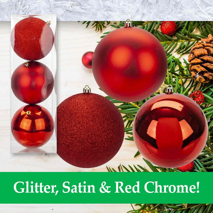 Vfm-Christmas Baubles - Pack Of 3- 12Cm