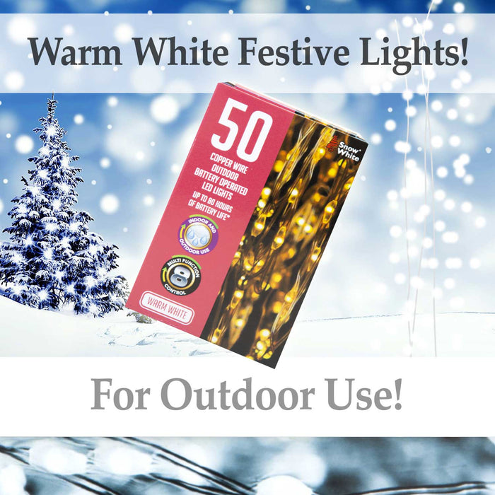 Outdoor Copper Wire Lights (50)- Cold White- Christmas Lights