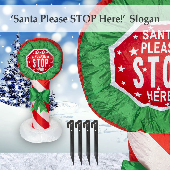 Inflatable Christmas ‘Santa Stop Here’ Festive Christmas Sign- 1.2m