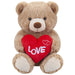 Bear Soft Toy Brown 34cm Sitting Bear Plush With Red Love Heart Cuddly Toy