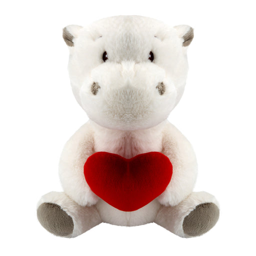 Hippo Soft Cream 27cm Hippo Plush With Red Love Heart Luxury Cuddly Toy