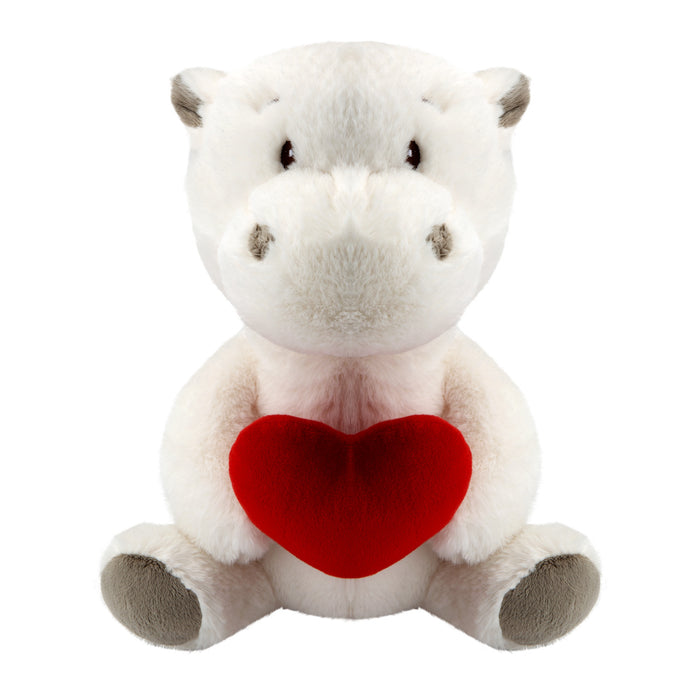 Hippo Soft Cream 27cm Hippo Plush With Red Love Heart Luxury Cuddly Toy