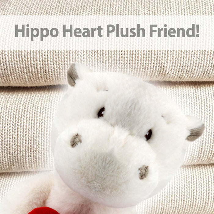 Hippo Soft Cream 27cm Hippo Plush With Red Love Heart Luxury Cuddly Toy