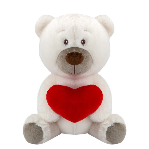 Bear Soft Toy Cream 27cm Polar Bear Plush With Red Love Heart Cuddly Toy