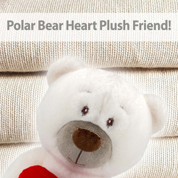 Bear Soft Toy Cream 27cm Polar Bear Plush With Red Love Heart Cuddly Toy