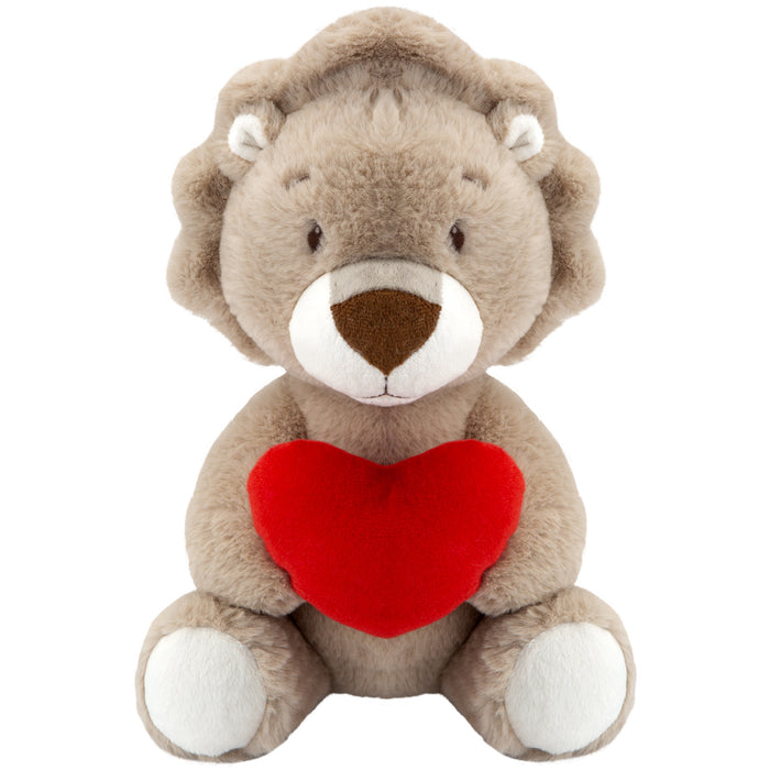 Lion Soft Toy Coffee 27cm Lion Plush With Red Love Heart Cuddly Toy