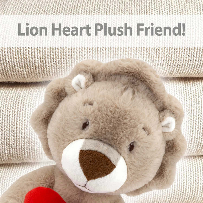 Lion Soft Toy Coffee 27cm Lion Plush With Red Love Heart Cuddly Toy