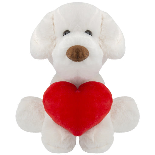 Puppy Soft Toy Cream Plush With Red Love Heart Dog