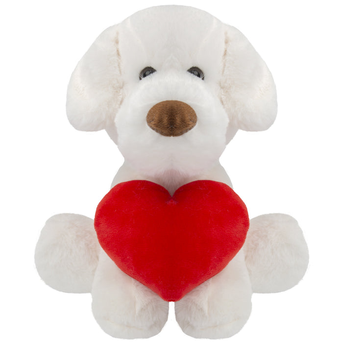 Puppy Soft Toy Cream 26cm Puppy Plush With Red Love Heart Cuddly Toy Dog