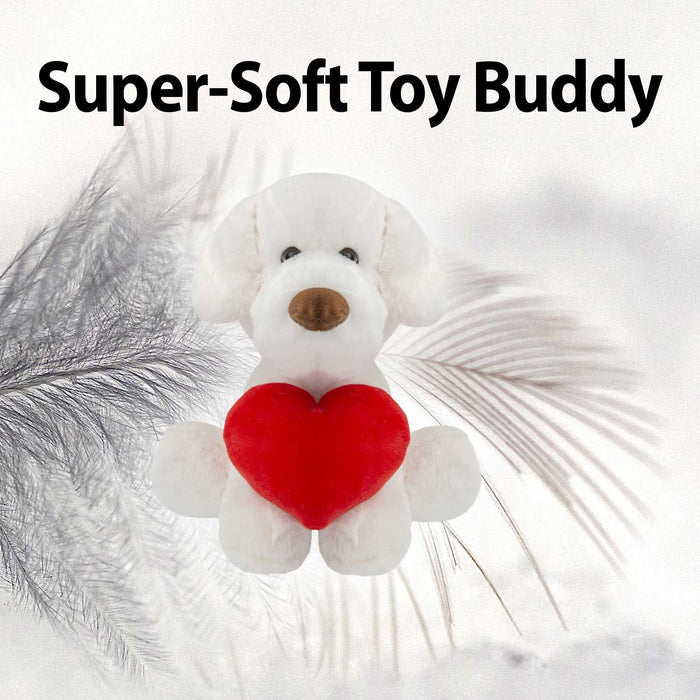 Puppy Soft Toy Cream Plush With Red Love Heart Dog