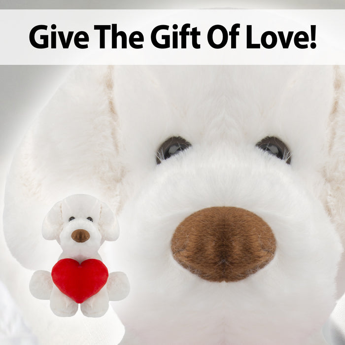 Puppy Soft Toy Cream 26cm Puppy Plush With Red Love Heart Cuddly Toy Dog