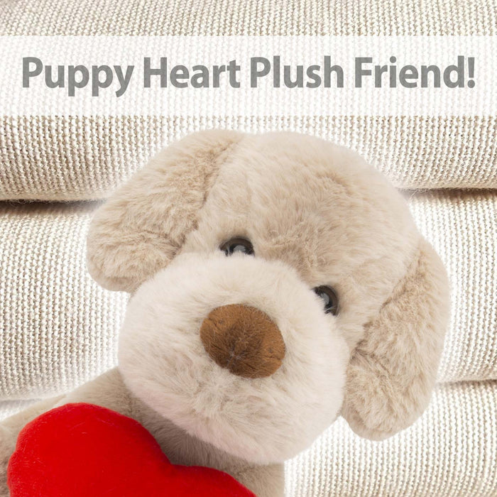 Puppy Soft Toy Brown 26cm Puppy Plush With Red Love Heart Cuddly Toy Dog