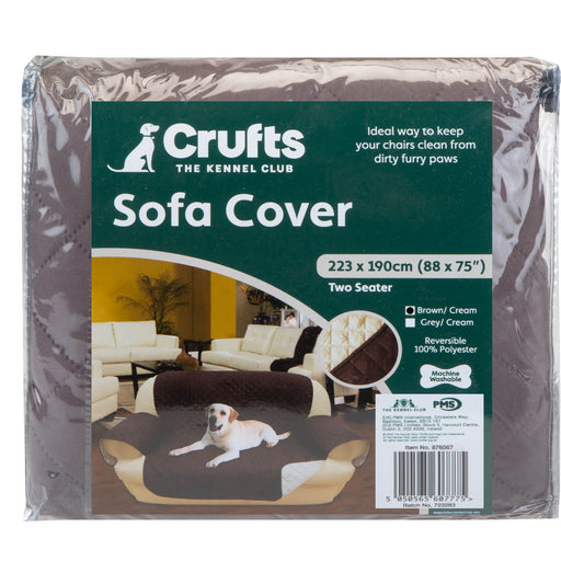 VFM/ Crufts- 2 Seat Sofa Cover- Pets Sofa Cover, Brown and Beige, 223 x 190cm