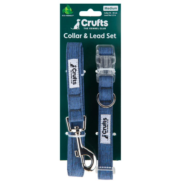 Crufts - Large Blue Eco Set Collar & Lead For Dogs