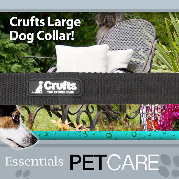 Crufts - Large Black Nylon Collar For Dogs