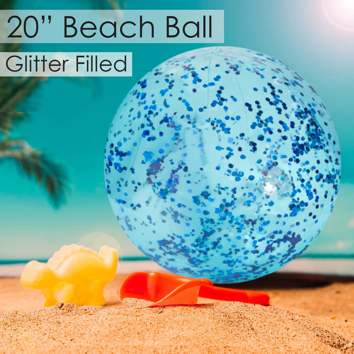 Blue Confetti 20" Beach Ball Inflatable Glitter Toy - Wild 'n Wet