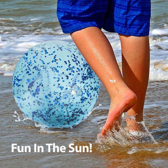 Blue Confetti 20" Beach Ball Inflatable Glitter Toy - Wild 'n Wet