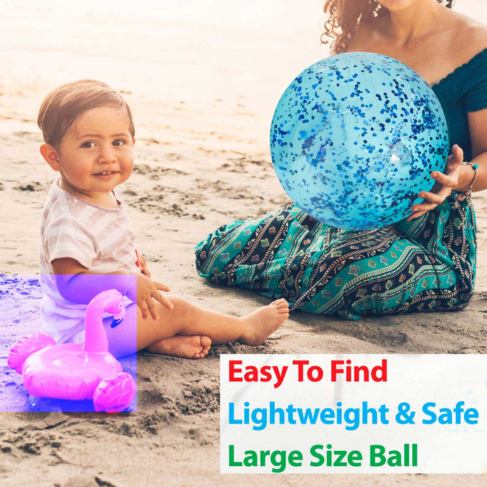 Blue Confetti 20" Beach Ball Inflatable Glitter Toy - Wild 'n Wet