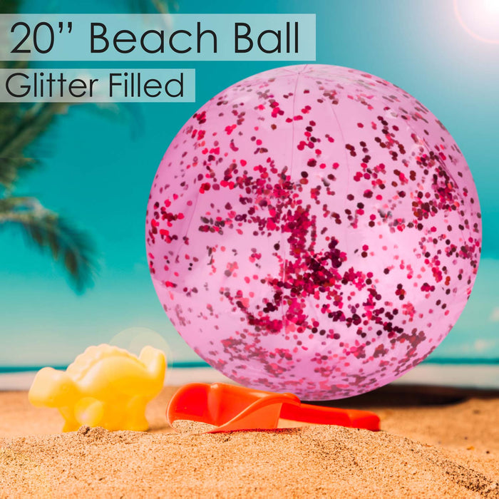 Pink Confetti 20" Beach Ball Inflatable Glitter Toy - Wild 'n Wet