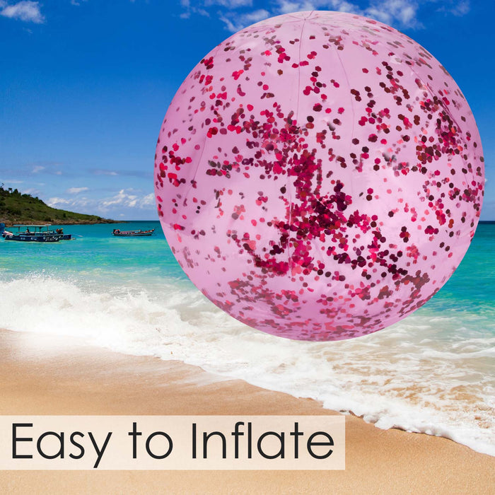 Pink Confetti 20" Beach Ball Inflatable Glitter Toy - Wild 'n Wet