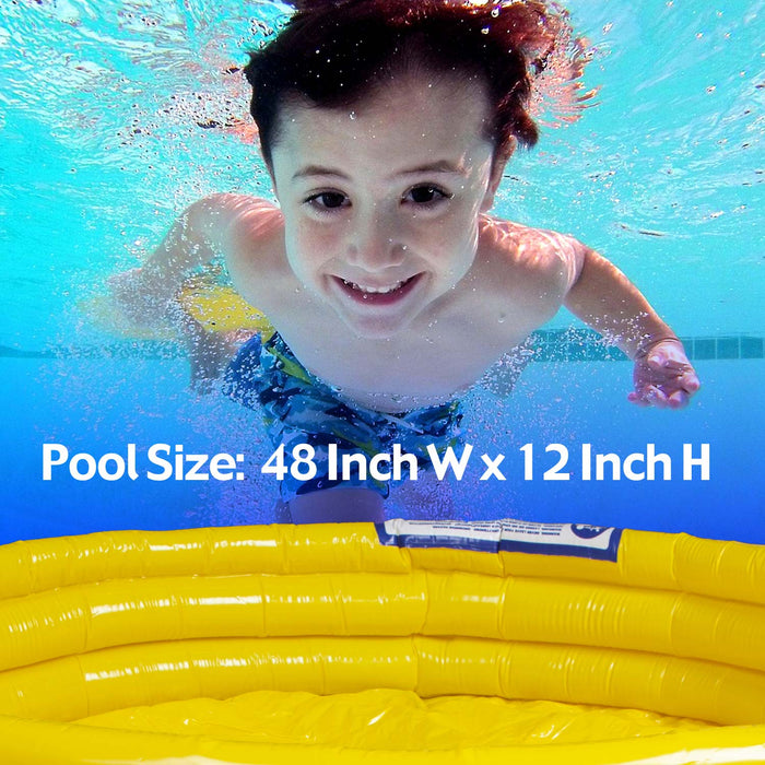 Children's Yellow Paddling Pool 3 Ring Inflatable 120cm x 30cm