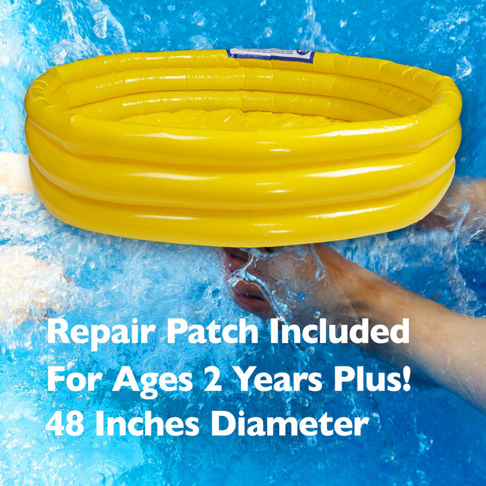 Children's Yellow Paddling Pool 3 Ring Inflatable 120cm x 30cm