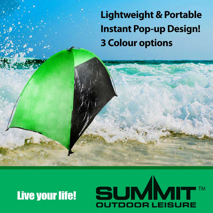 Green UV Protection Beach Shelter Factor 40 Tent In Carry Bag