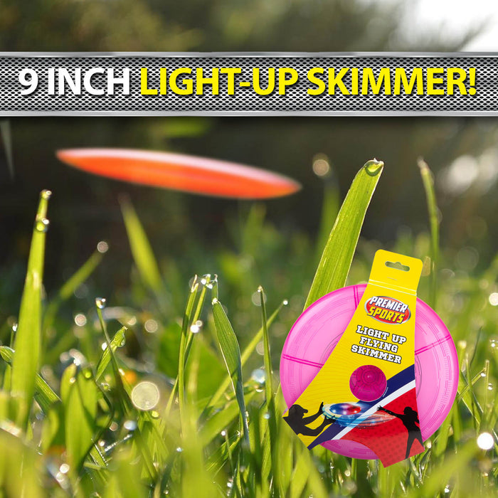 Light Up Flying Skimmer Garden Outdoor Toy, Frisbee, Pink, 9 inches/ 22cm