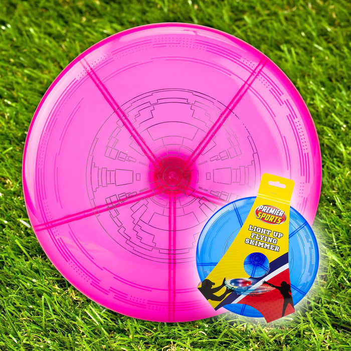 Light Up Flying Skimmer Garden Outdoor Toy, Frisbee, Pink, 9 inches/ 22cm