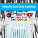 8 Metallic Silver Birthday Cake Candles with Stars, Party Supplies (75mm)