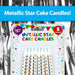 8 Metallic Gold Birthday Cake Candles with Stars, Party Supplies (75mm)