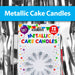 12 Metallic Silver Birthday Cake Candles, Party Supplies (60mm)