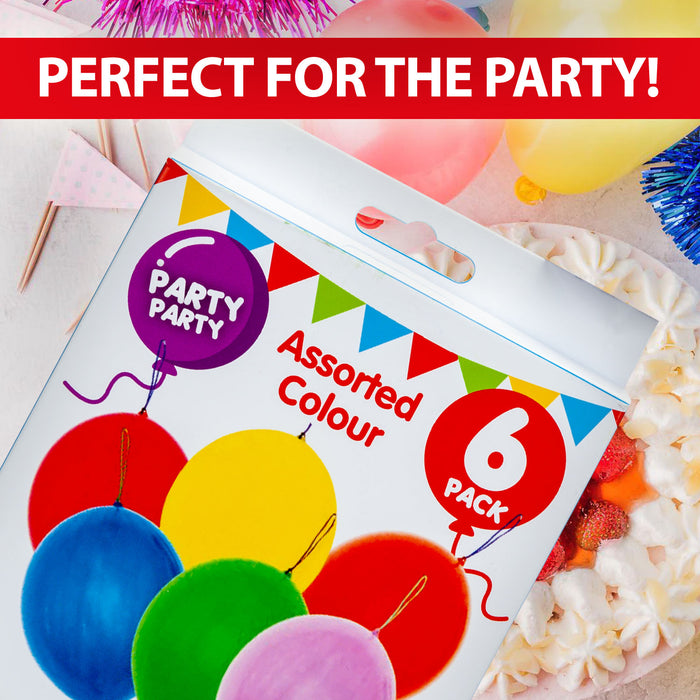 Assorted Colour Punch Balloons Rubber Band Party Decorations (6 Pack)