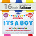 Blue 16" It's A Boy Foil Party Balloons Baby Shower Decoration