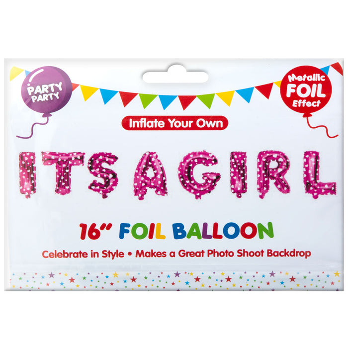 Pink 16" It's A Girl Foil Party Balloons Baby Shower Decoration
