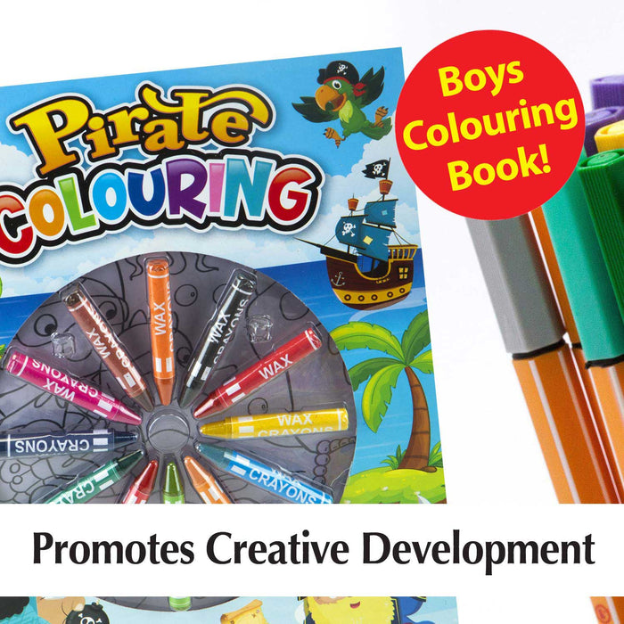 Pirate Colouring Book & Crayons Set Childrens' Creative Activity Boys